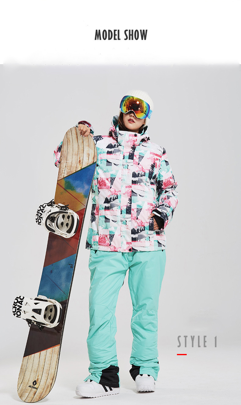 Women's Ski Suit High Waterproof Colorful Ski Jacket and Pants